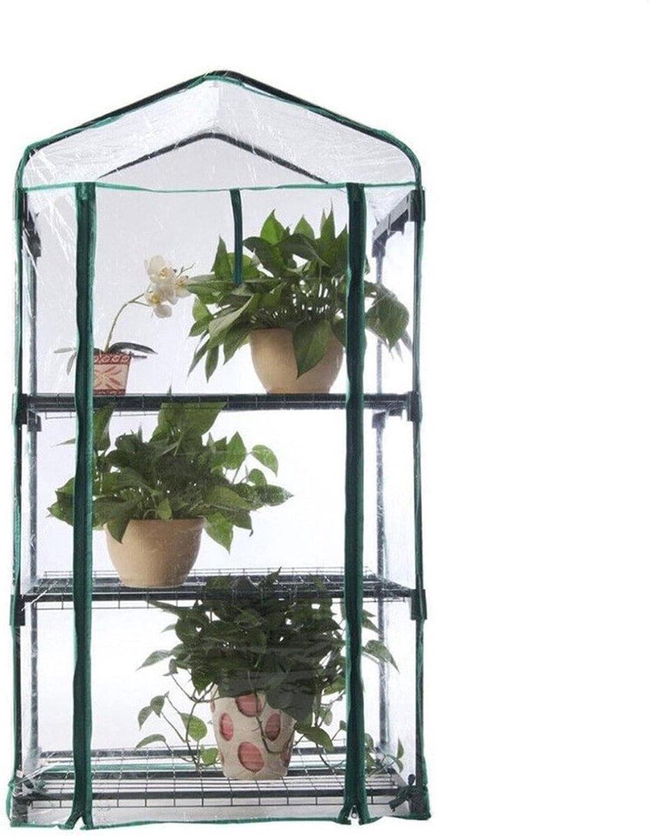 Kweekkas Plantenkas - Mini Kas - Planten Beschermen - Stalen Frame PVC Deksel - 72 x 50 x 9 cm