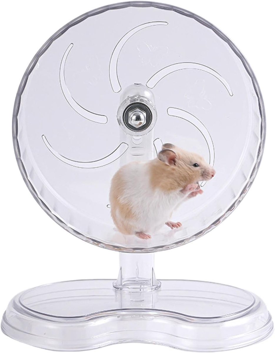 Hamster Loopwiel - Knaagdier Wiel - Huisdier Beweging - Stil Dubbel Lagersysteem - 24 cm Diameter - Transparant