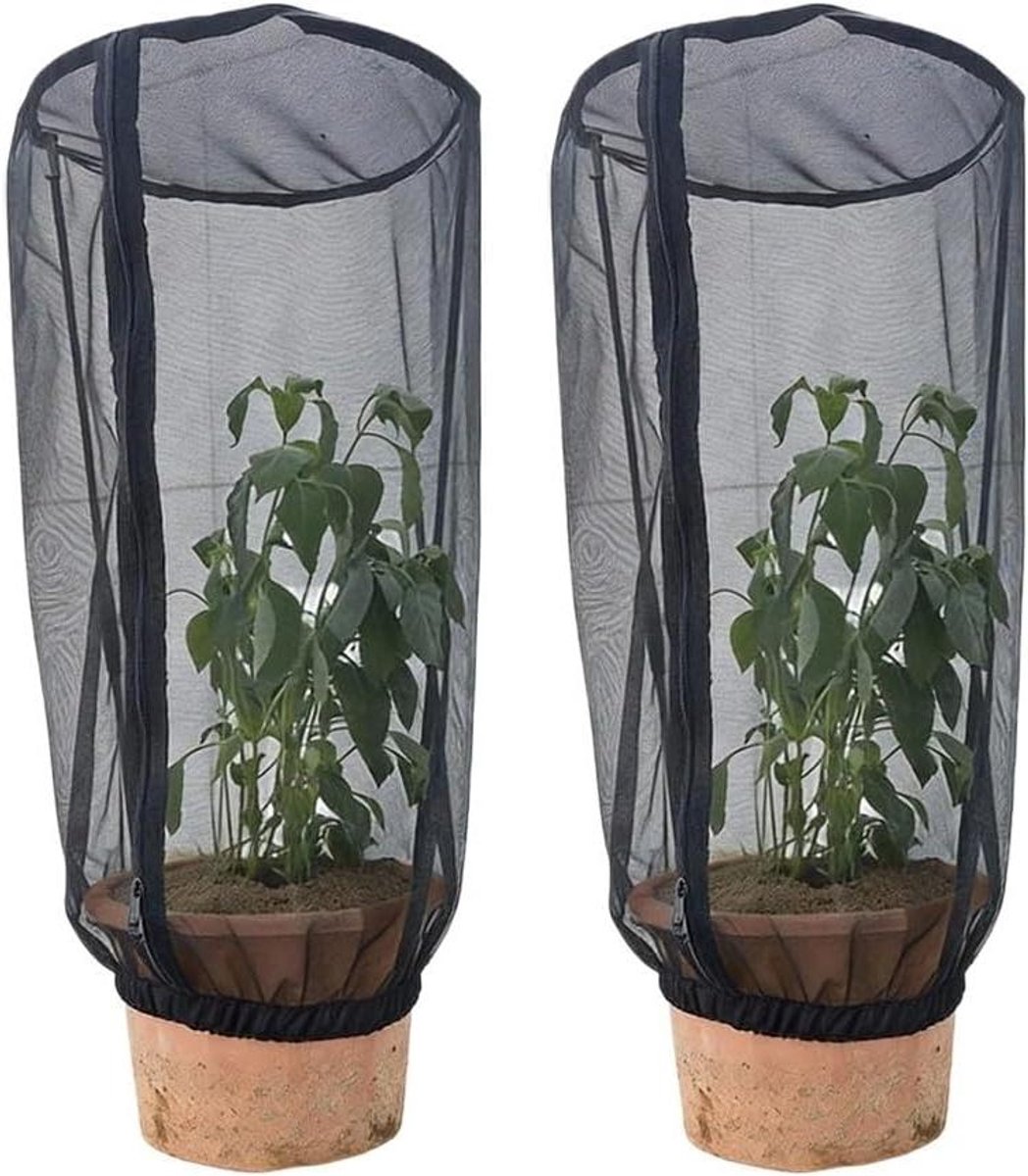 Beschermnet voor planten - Tuinnet met rits - Bescherming tegen ongedierte - Volledige dekking met rits - 2 stuks groot