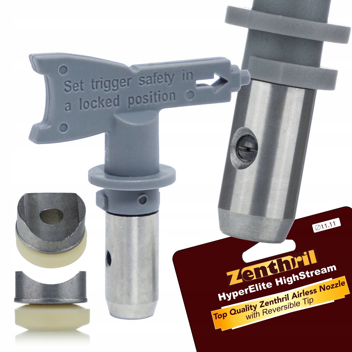 Zenthril Spuitmond Model 215 - Hoge Druk, Omkeerbare Tip - 0,015" Ø, 345 bar - Geschikt voor Graco, Wagner