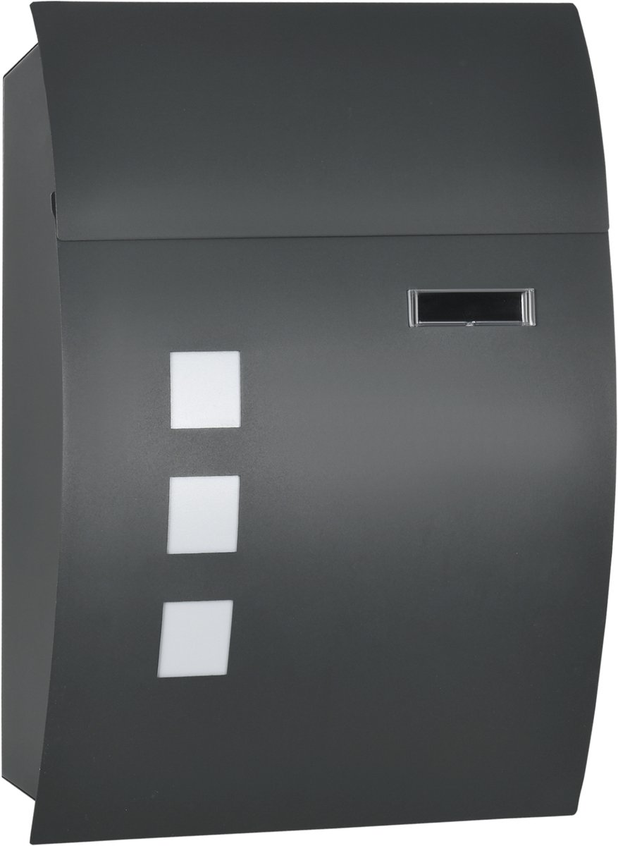 Brievenbus met slot - gegalvaniseerd staal - brievenbusopening van 30 cm lang - grijs