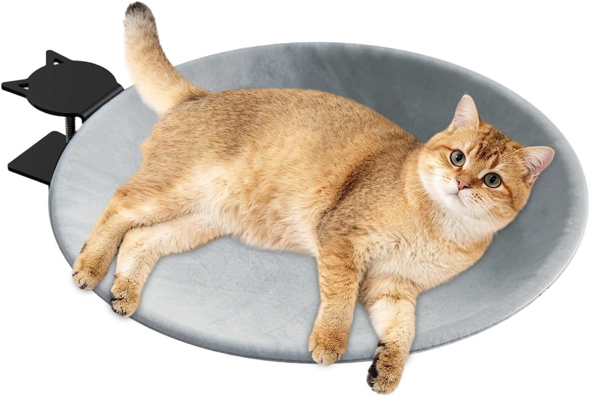 Katten Bureau Bed - Hangmat Perch - Ruimte Besparen - Verstelbare Klem - 40cm Breed - Grijs