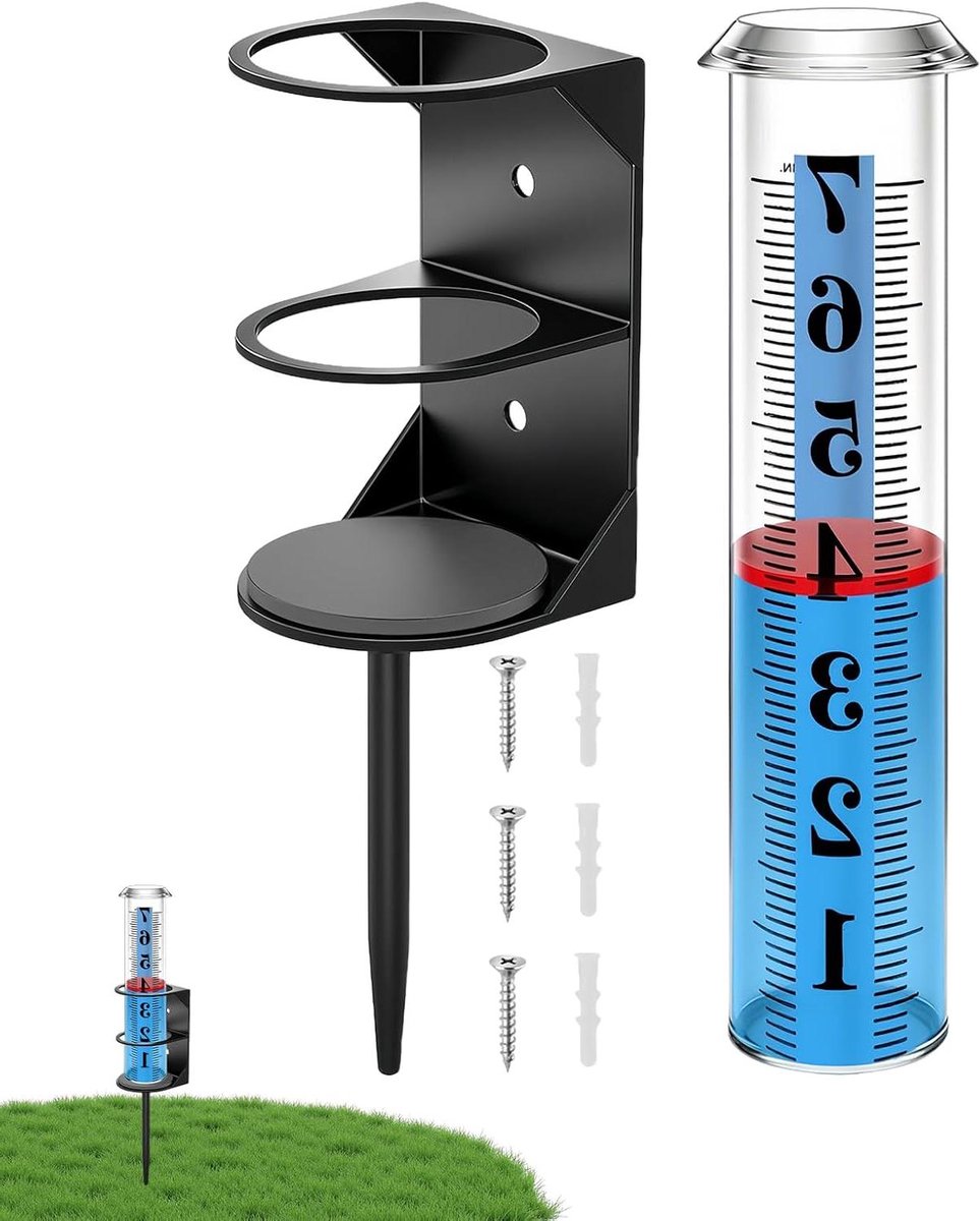 Regenmeter Tuin - Neerslagmeter Buiten - Weer Meten - Makkelijk Af te Lezen - 25 cm Hoog - Transparant