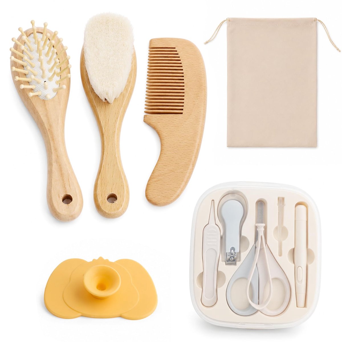 9-in-1 babyverzorgingsset met haarborstel, kam en nagelverzorging