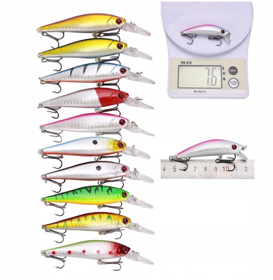 56 Wobblers Set: Snoek, Baars, Snoekbaars - Vissersaas 2-8,5g 3-10cm — afbeelding 3