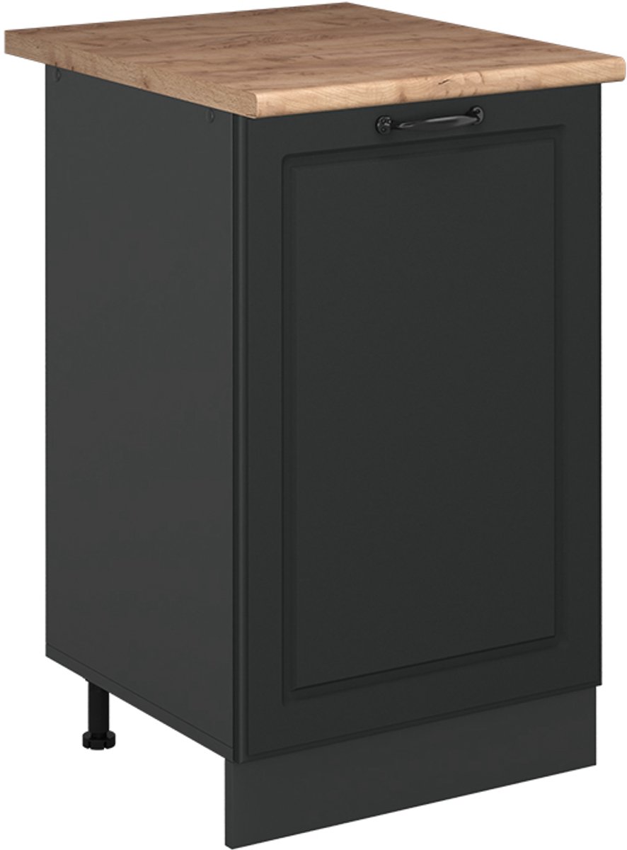 Vicco Keukenonderkast R-Line, Antraciet landelijk/Antraciet, 50 cm goudkleurig eiken werkblad