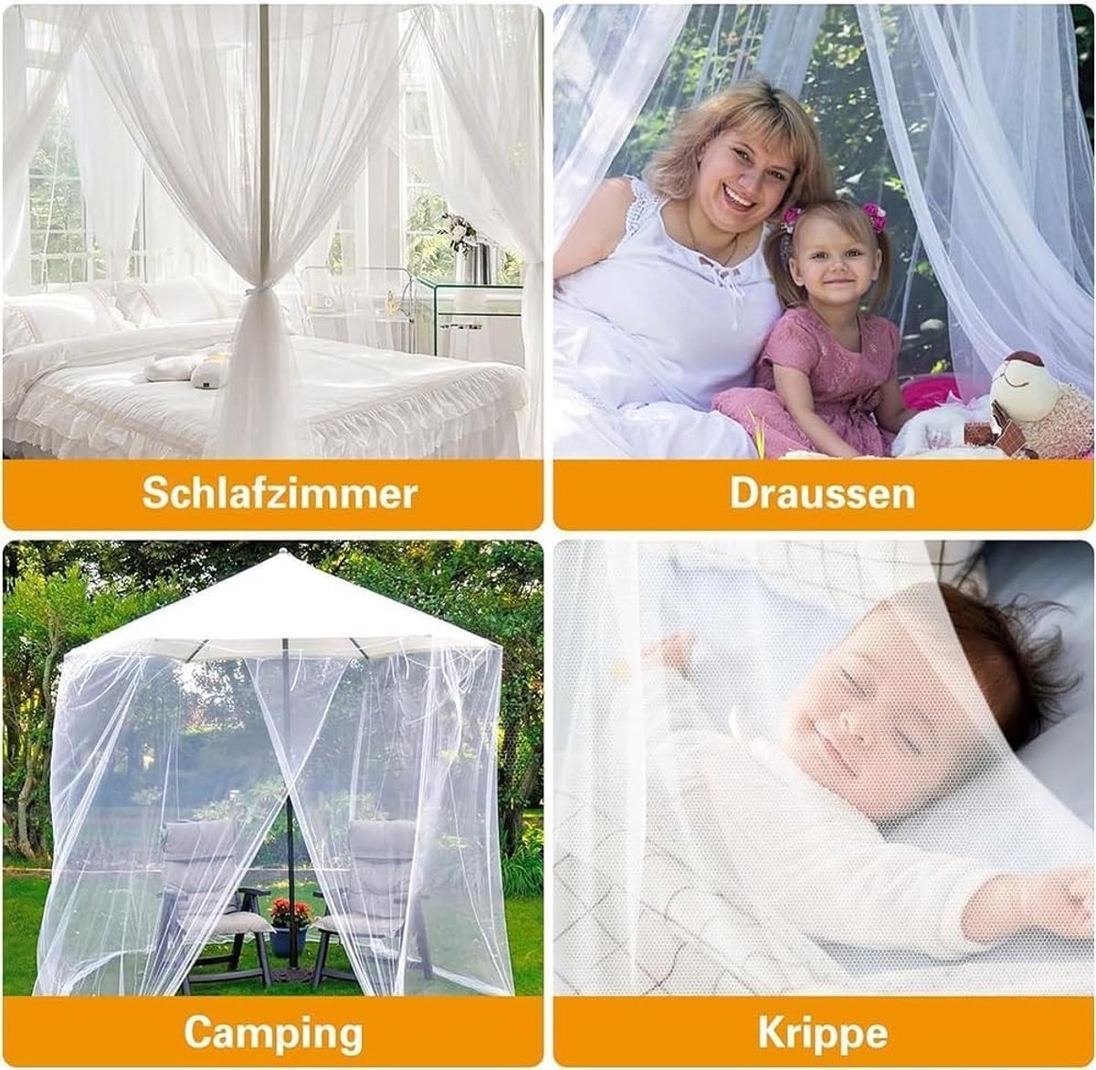 Luxe Princess Bed Mosquito Net met Drie Openingen - Grote Muggennet voor Beddegoed en Bescherming tegen Insecten