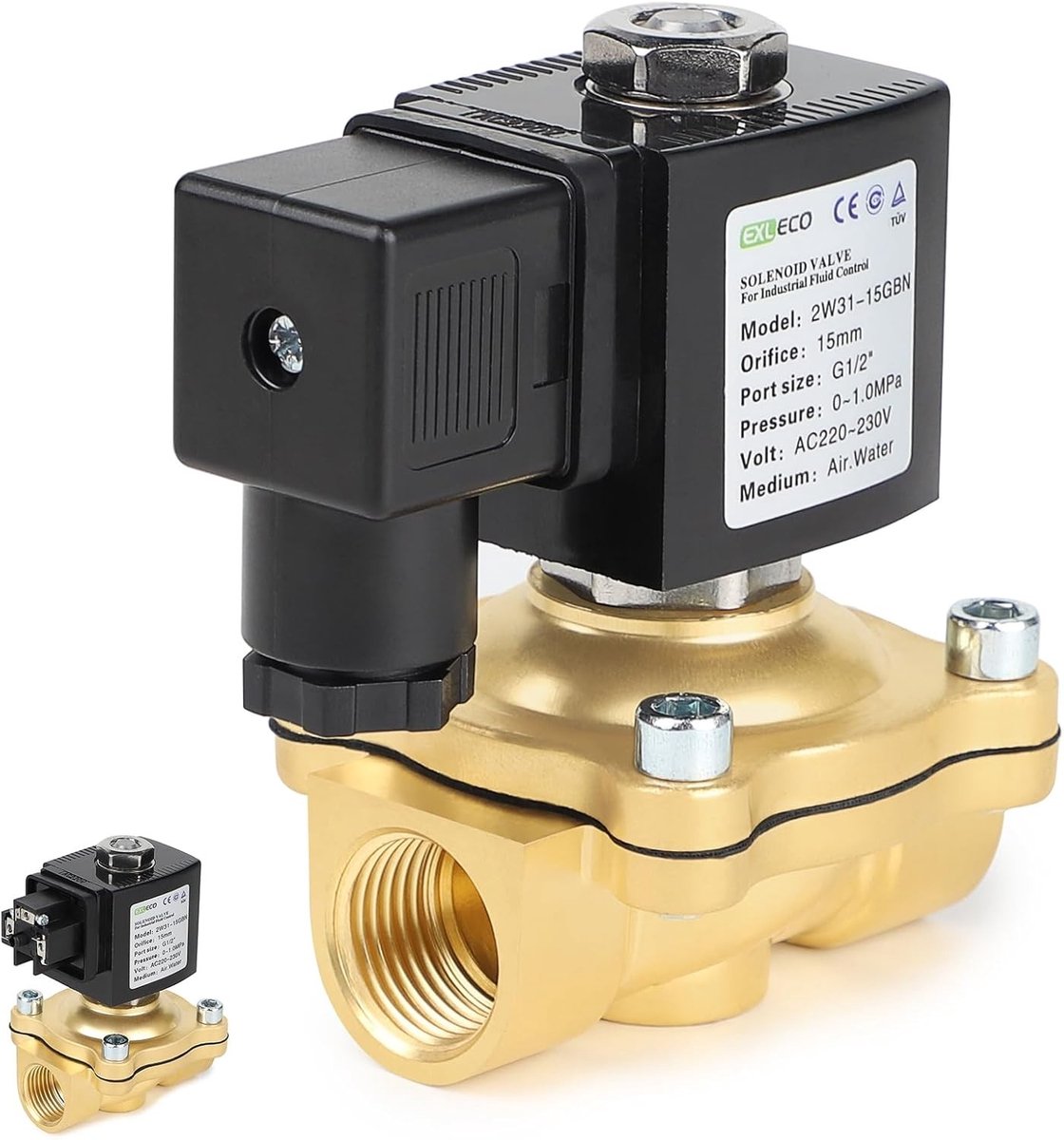 230V AC Solenoïde Ventiel Messing G1/2" Elektrisch Ventiel DN20 0-10 bar Waterinlaat en Waterdistributie Ventielen voor Water en Lucht