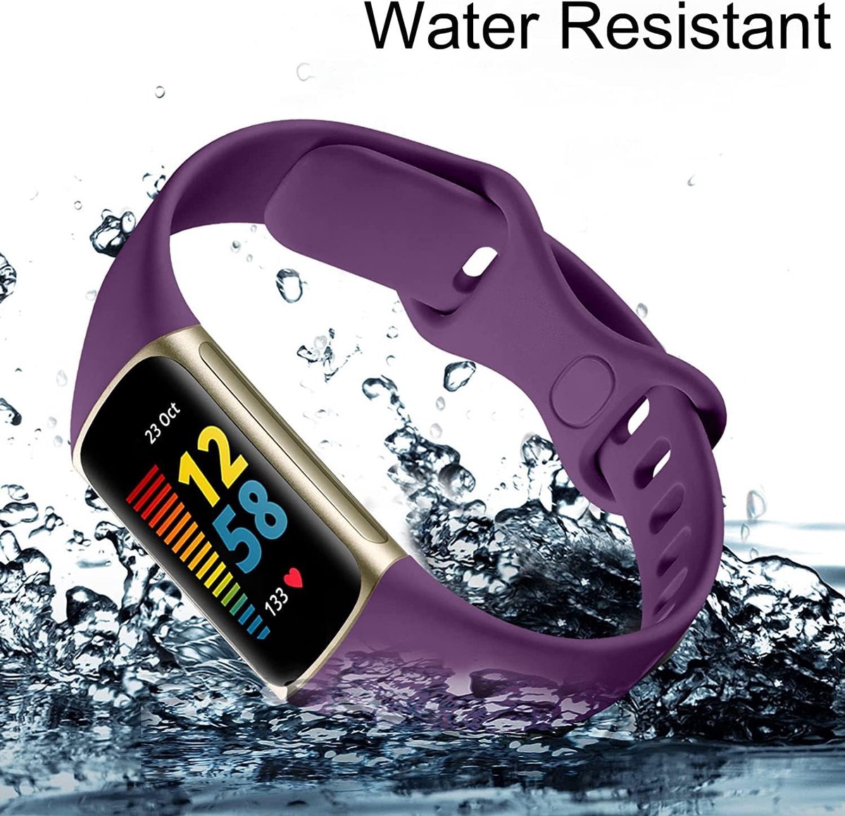 Sportband Fitbit Charge 5 - Vervangende polsband - Fitness Tracker - Zacht siliconen materiaal - Niet gespecificeerd - Niet gespecificeerd thumbnail 5