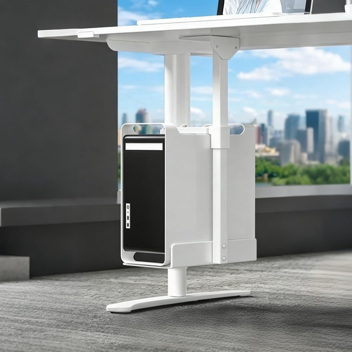 Verstelbare computerhouder voor onder het bureau, ruimtebesparend en geschikt voor maximaal 25 kg, optimale warmteafvoer en organisatie van kabels