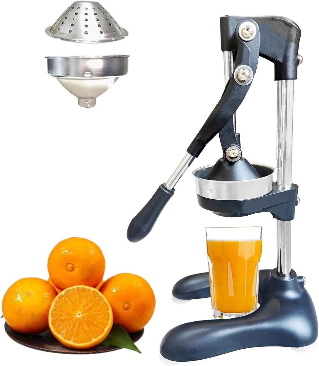 Handmatige Fruitpers met Dismountable Lever, Duurzaam Gietijzer en Roestvrijstalen Filter voor Citrusvruchten en Groenten, Hoge Sapopbrengst