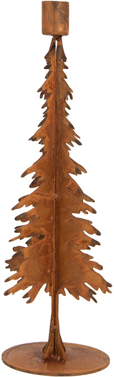 Clayre & Eef Kandelaar Kerstboom Bruin Metaal