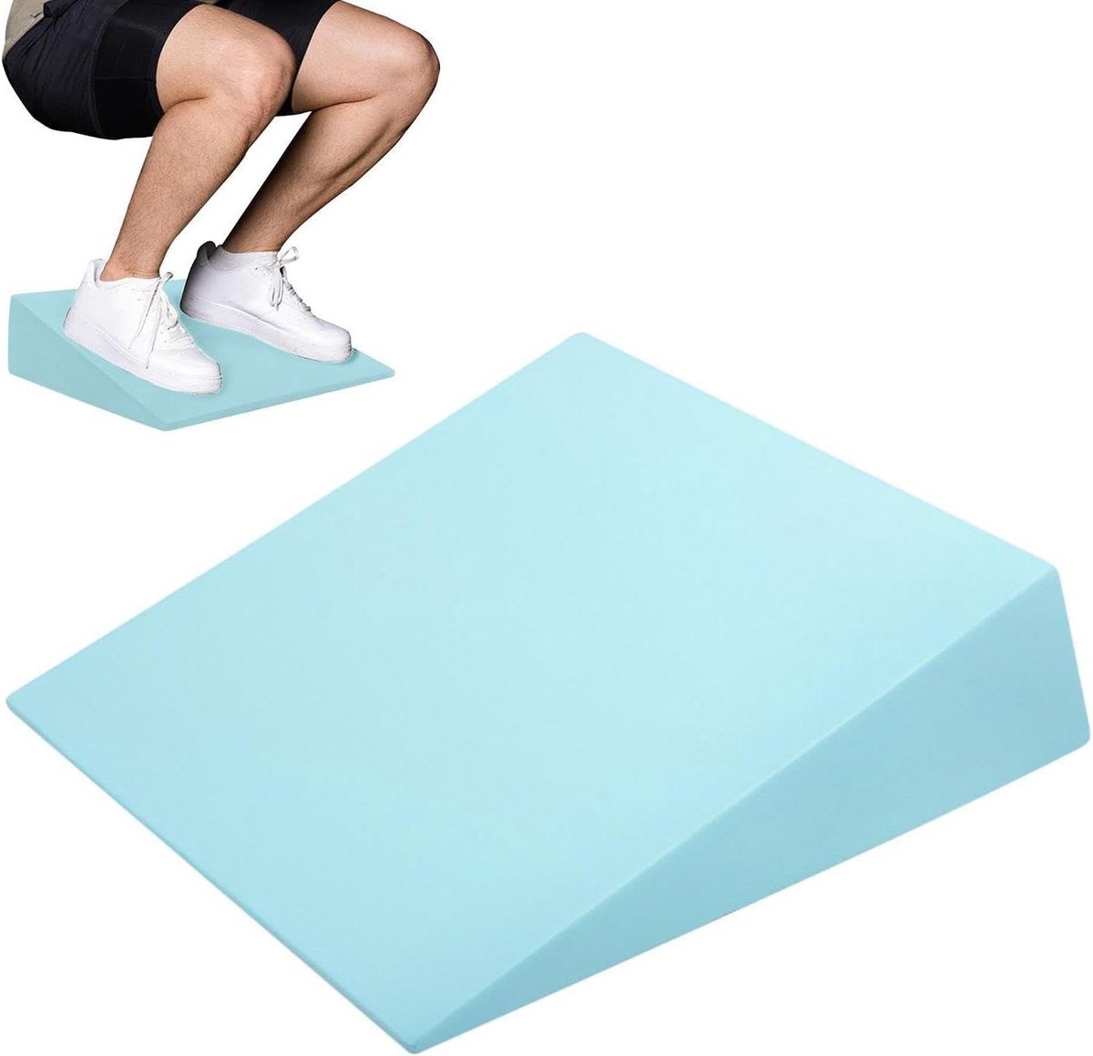 Squat Wedge Blok - Kuitstretchplank Fitness - Spierversterking Thuis - Hoge Dichtheid Schuim - 325x30x9 cm - Blauw
