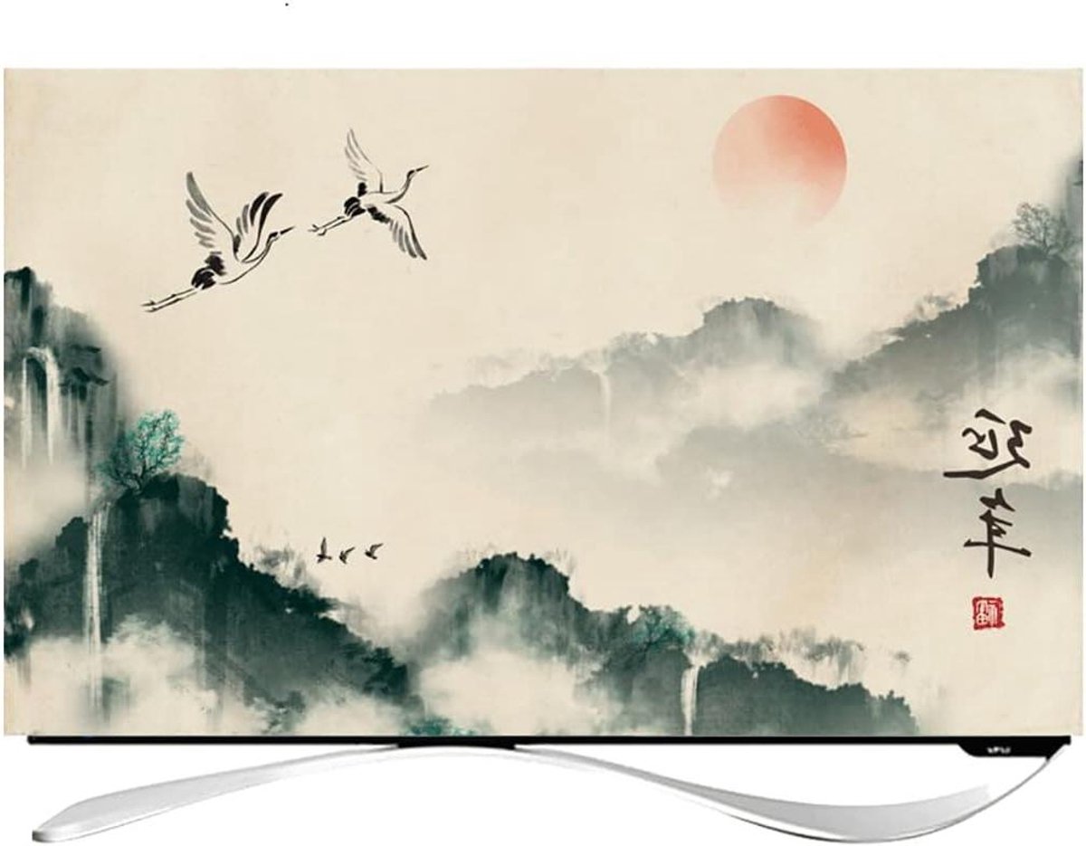 TV Hoes - Televisie Beschermhoes - Stof Vrij Houden - Ademend Katoen Linnen - 24 Inch - Paars