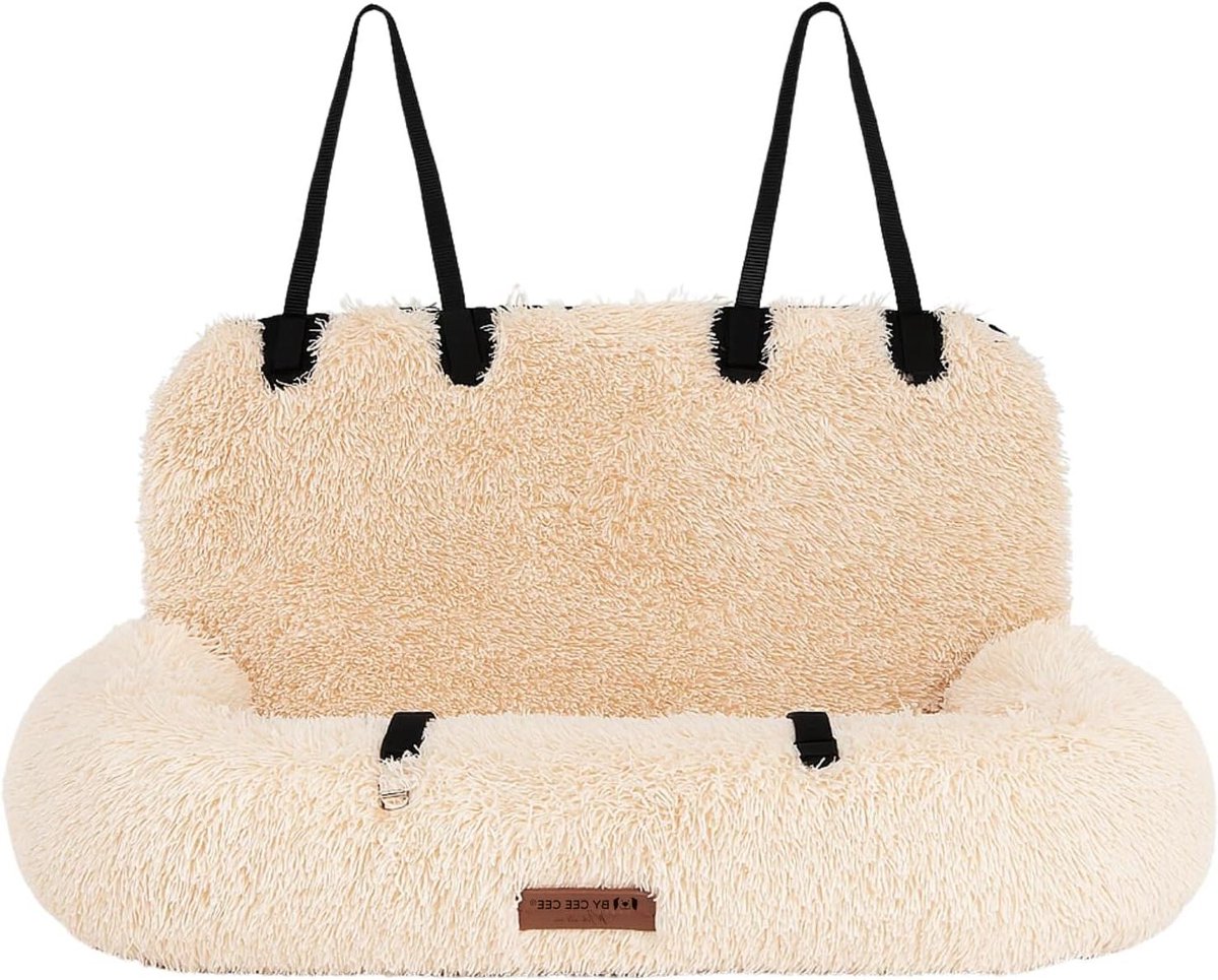 Autostoel Hond - Hondenmand Auto - Veilig Reizen - Afritsbare Hoes - 120x60cm - Beige