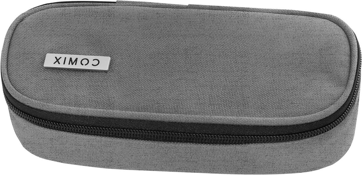 Ovaal etui - Pennendoos - Schoolbenodigdheden opbergen - Binnenste scheidingswand - 22 x 5 x 7 cm - Grijs