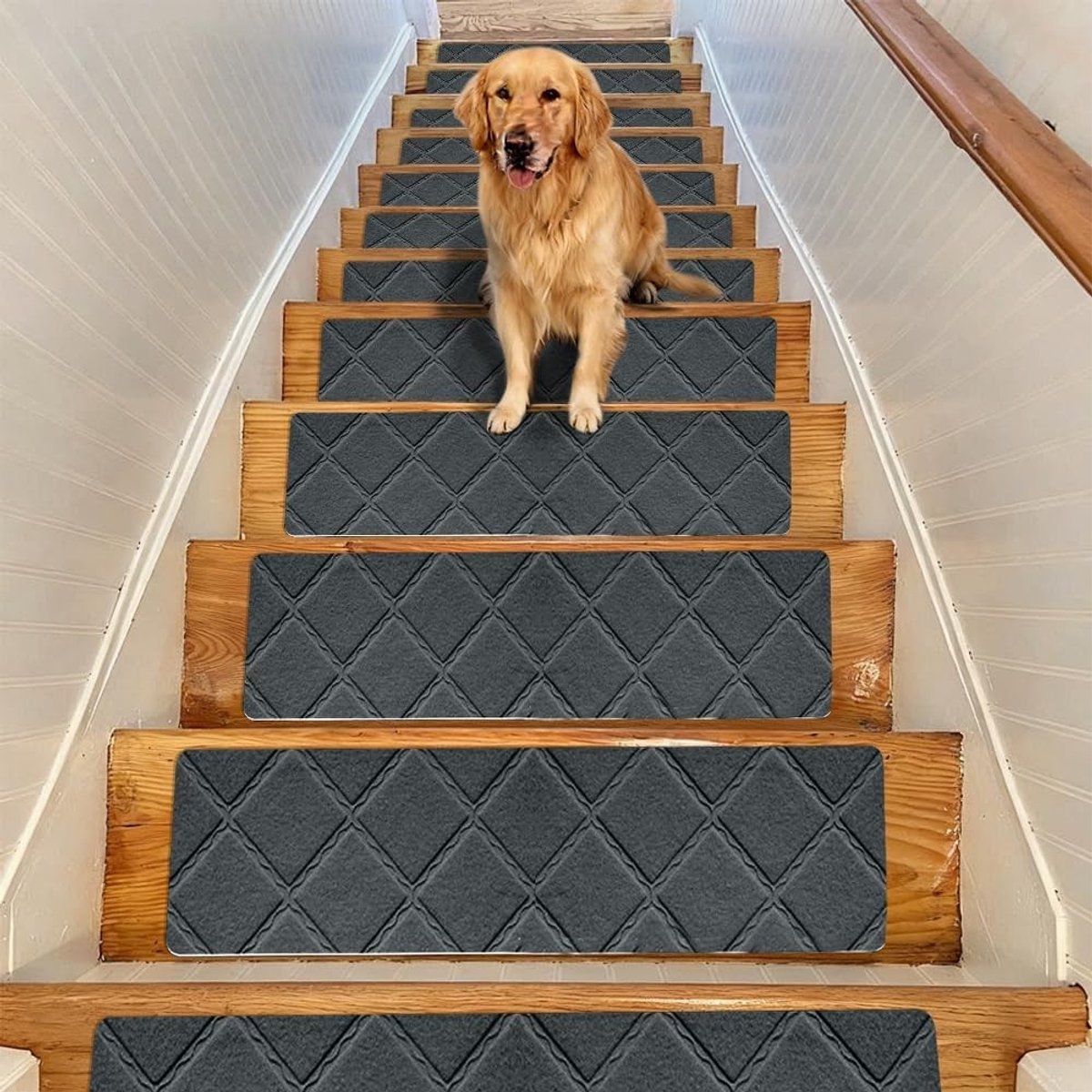 Set van 15 Zelfklevende Trapmatten voor Binnen, Antislip en Snijdbaar, 55 cm x 19 cm (Donkergrijs)