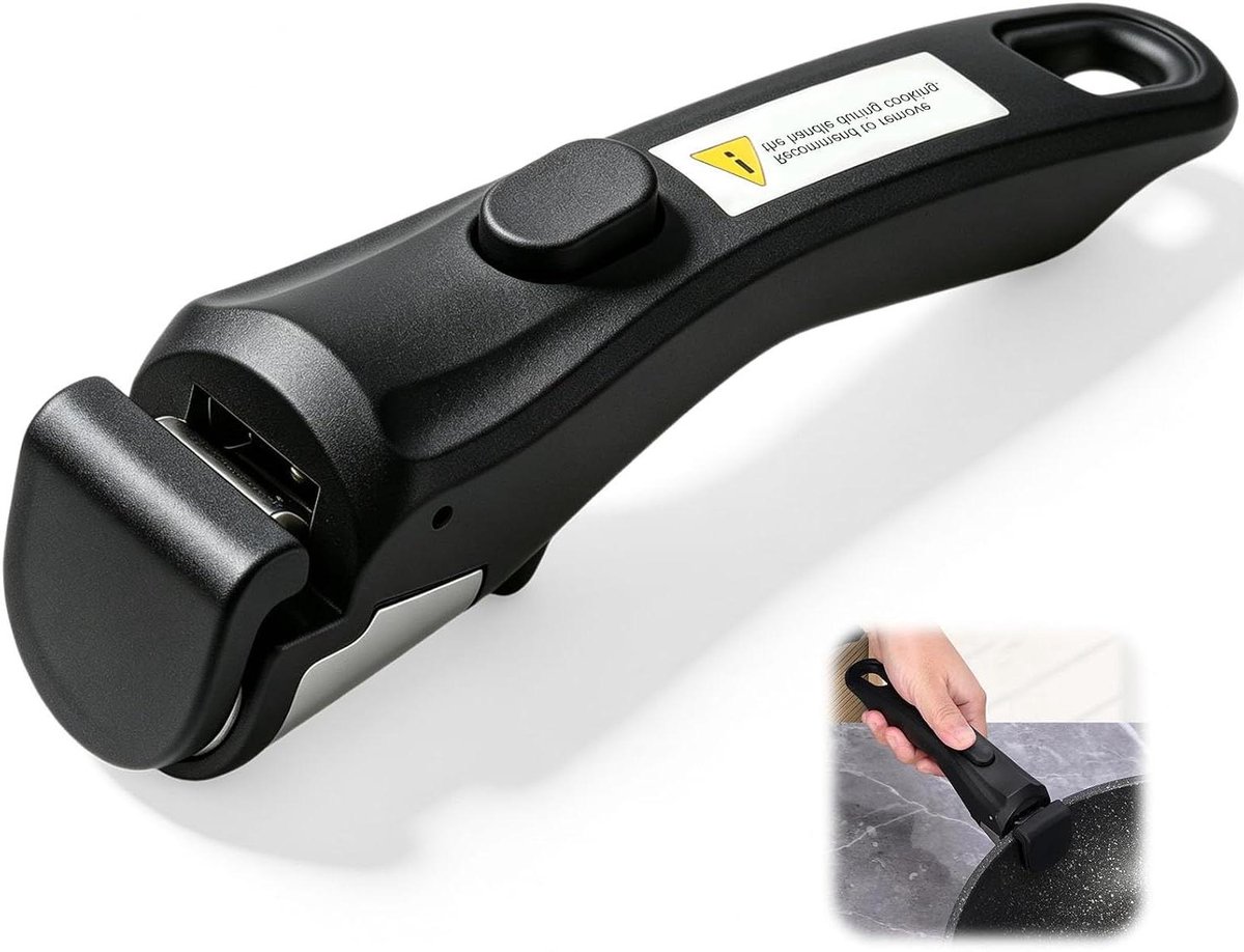 Afneembare Panhandgreep - Universele Handgreep Keukengerei - Veilig Koken - One-Button Snelmontage - 10 kg Draagkracht - Zwart