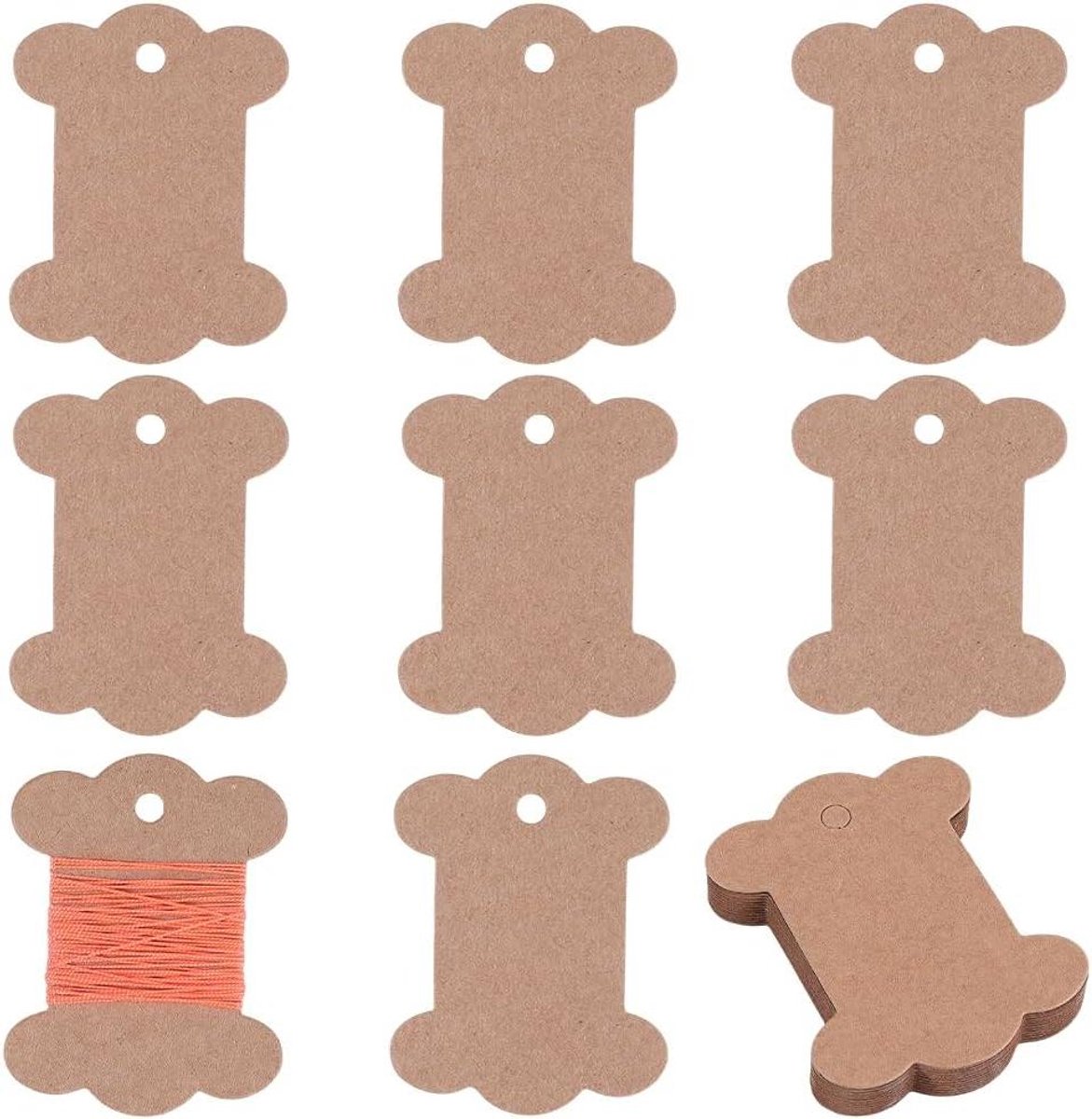 Papieren Garenspoelen - Borduurgaren Organizers - Garen Beheren - Botvorm Ontwerp - 6.5 cm - Bruin