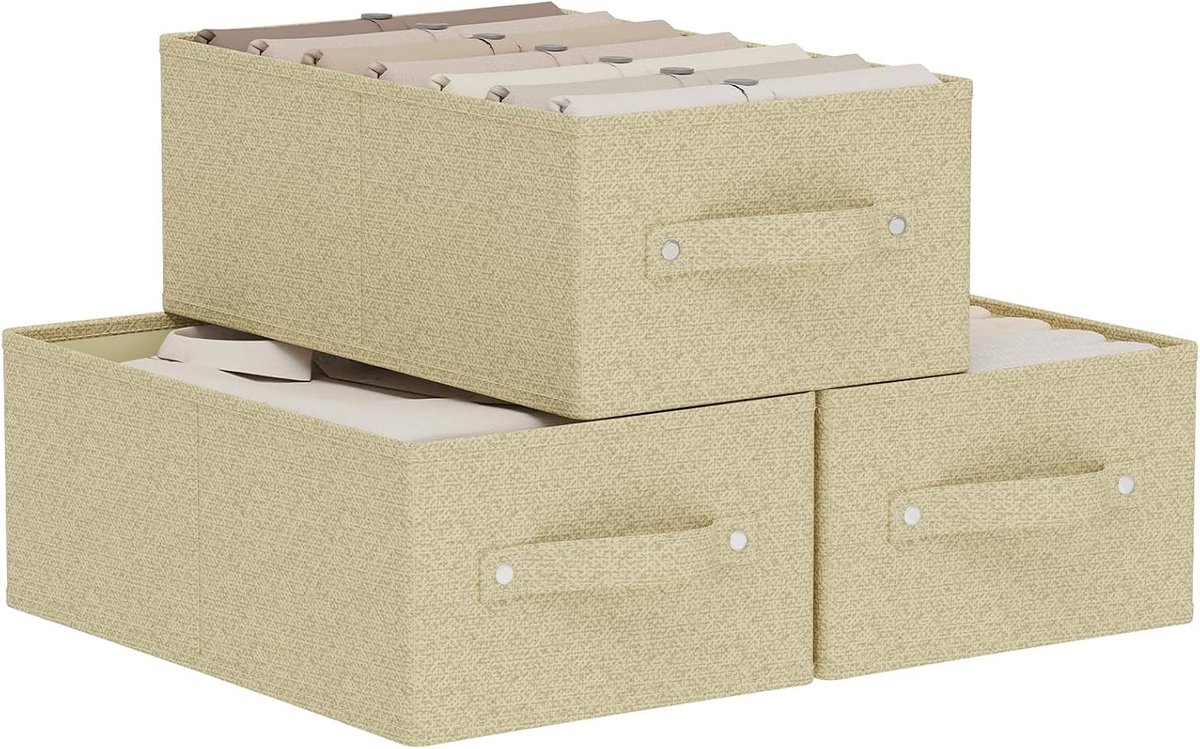 Vouwbare Opbergdozen, Opbergmanden en Organizers voor Thuis, Kantoor en Kasten, Grijs en Beige, Set van 3, 41 x 25 x 16,5 cm, Ideaal voor Ruimtebesparing en Opruimen