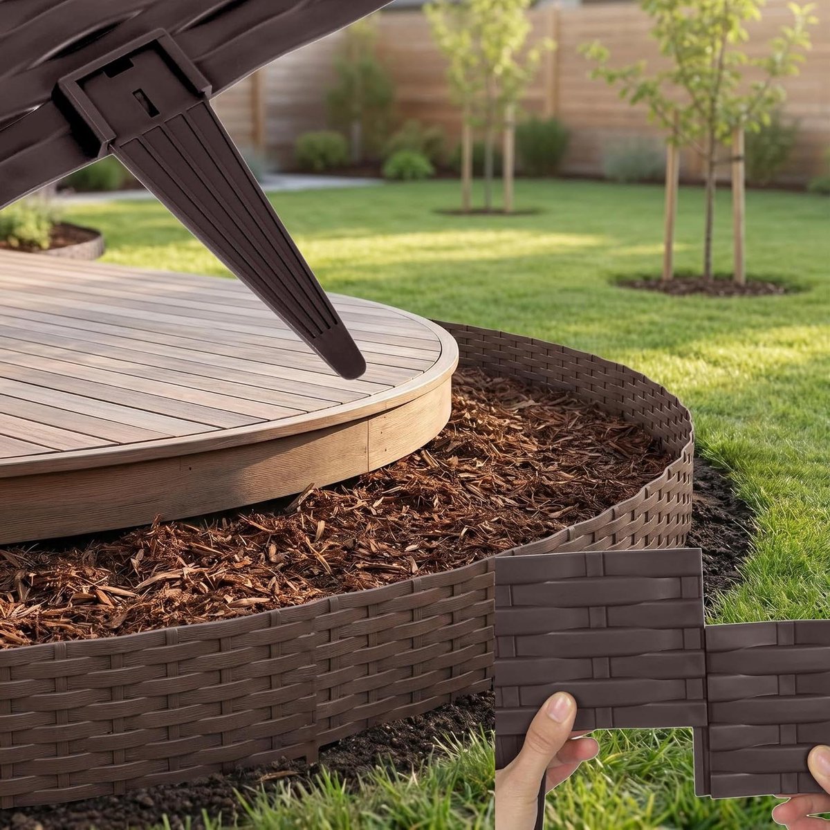 Gazonrand Kunststof - Perkrand Tuinrand - Tuin Afbakenen - Rotan Optiek - 10 meter - Bruin