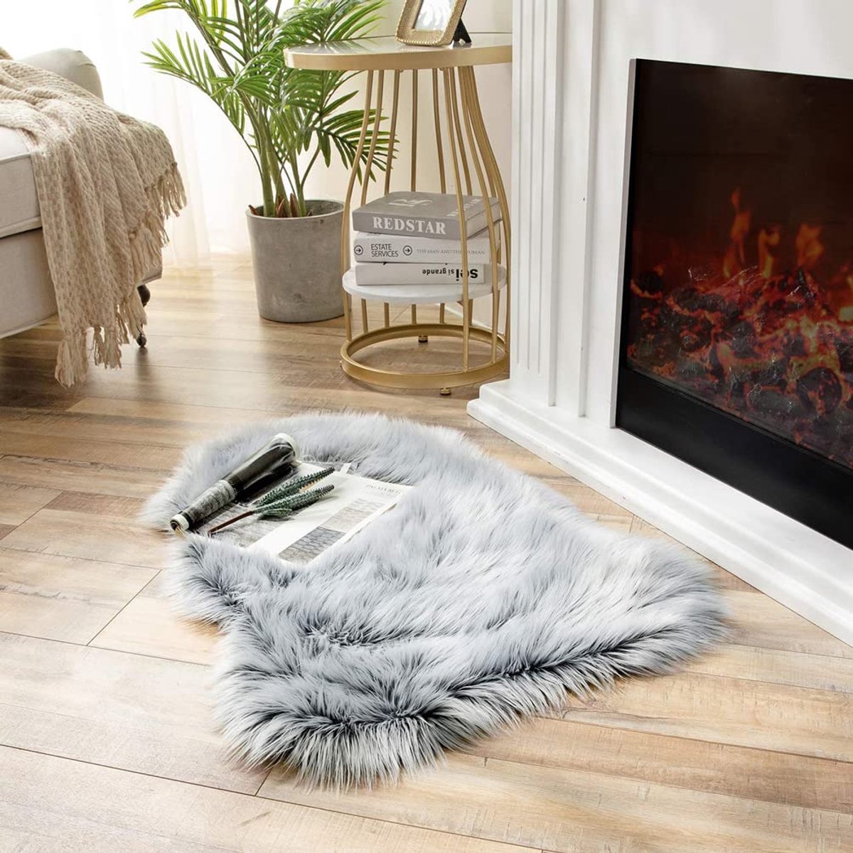 Faux Lamsvacht Tapijt Grijs 40x60 cm, Fluffy Interieur Decoratie