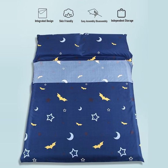 Slaapzak Liner - Reis Laken - Schoon Slapen - Geïntegreerde Kussensloop - 180x215cm - Donkerblauw — afbeelding 3