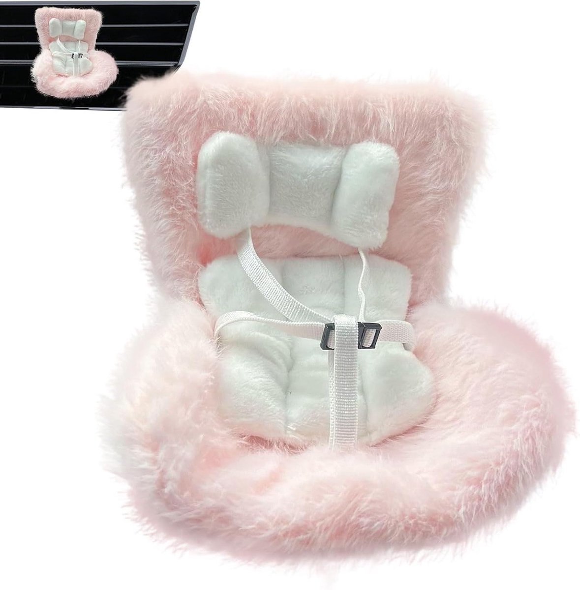 Poppenautostoel - Poppenzitje Speelgoed - Poppenhuis Decoratie - Antislip Bescherming - 17 cm - Roze