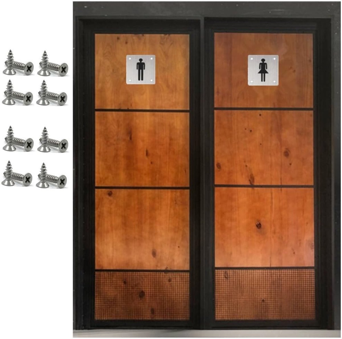 Toiletdeuren Bordjes voor Mannen en Vrouwen, 2 Stuks, Deurbordjes met Toiletsymbolen en Stickers