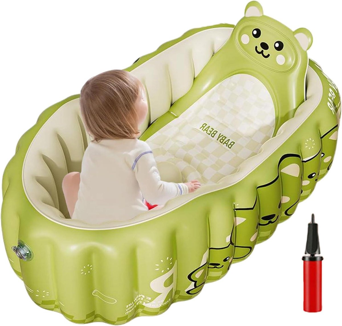 Opblaasbaar Babybad - Draagbaar Zwembadje - Veilig Baden - Antislip Zitting - 90 x 58 cm - Wit