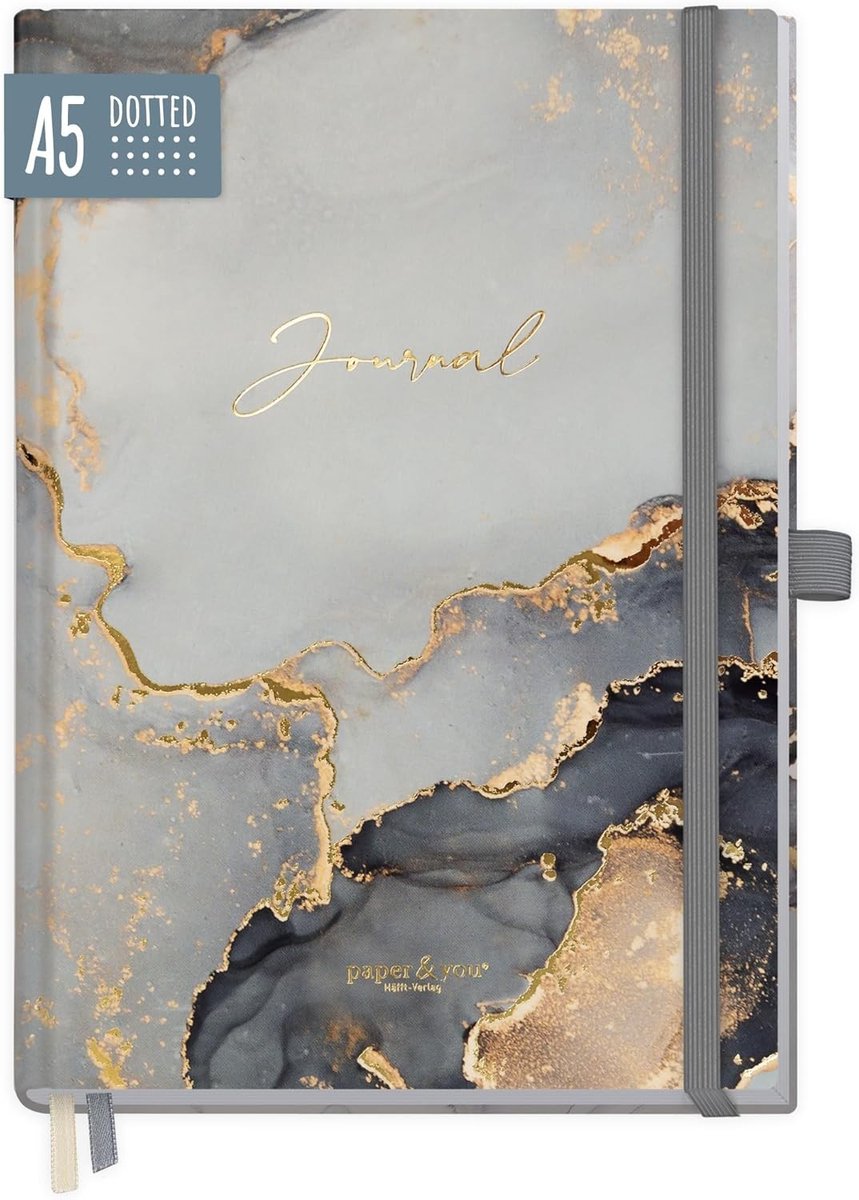 Digitaal notitieboek - Grijs - A5 - Dotted Journal met 188 Pagina's 120 g/m² Papier - Voor Dagboeken en Aantekeningen