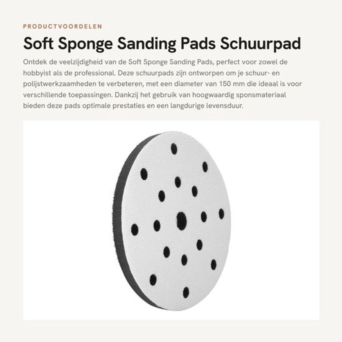Schuurpad Zachte Spons - 150mm Diameter - 11,5mm Dikte - 6/9/15/17 Gaten - Antivibratie - Geluidsreductie - Eenvoudig te installeren - Polijstpad