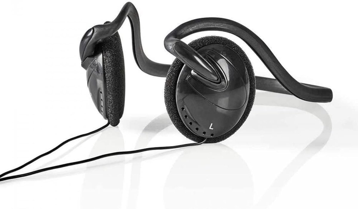 Sporthoofdtelefoon - Zwart - Kabel Nekband - Ultralischtige On-ear Hoofdtelefoon met 3,5 mm Jack - Voor Sport en Beweging