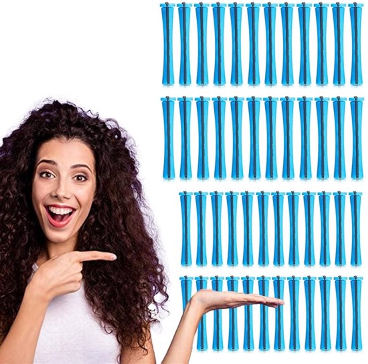 48 stuks Haarpermanenten Set - Korte Koudgolfstaven & Krullende Krulspelden met Elastische Banden - Inclusief Stalen Pintailkam & Rattenstaartkam voor Kappers, Stylingbenodigdheden (0,35 x 2