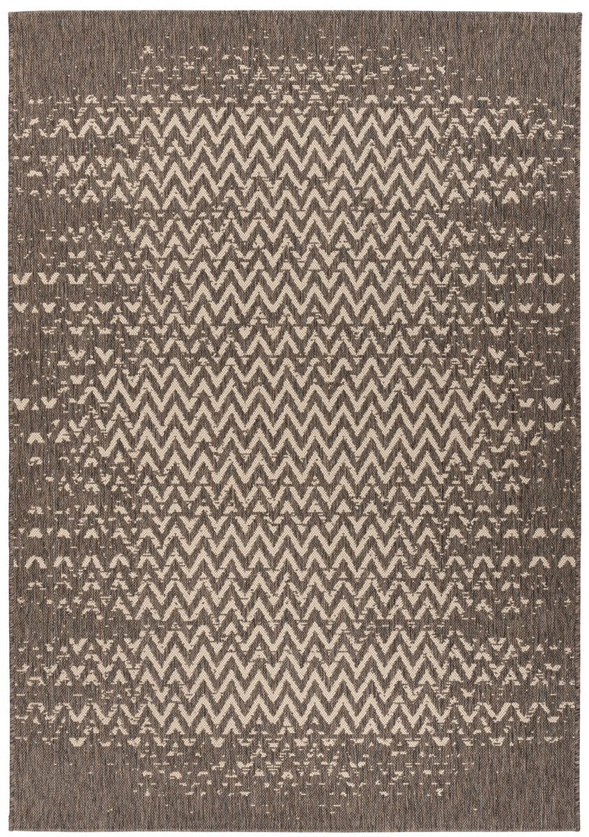 Padiro buitenkleed 80 x 150 cm - bruin / crème - modern abstract design - geschikt voor vloerverwarming - van polypropyleen