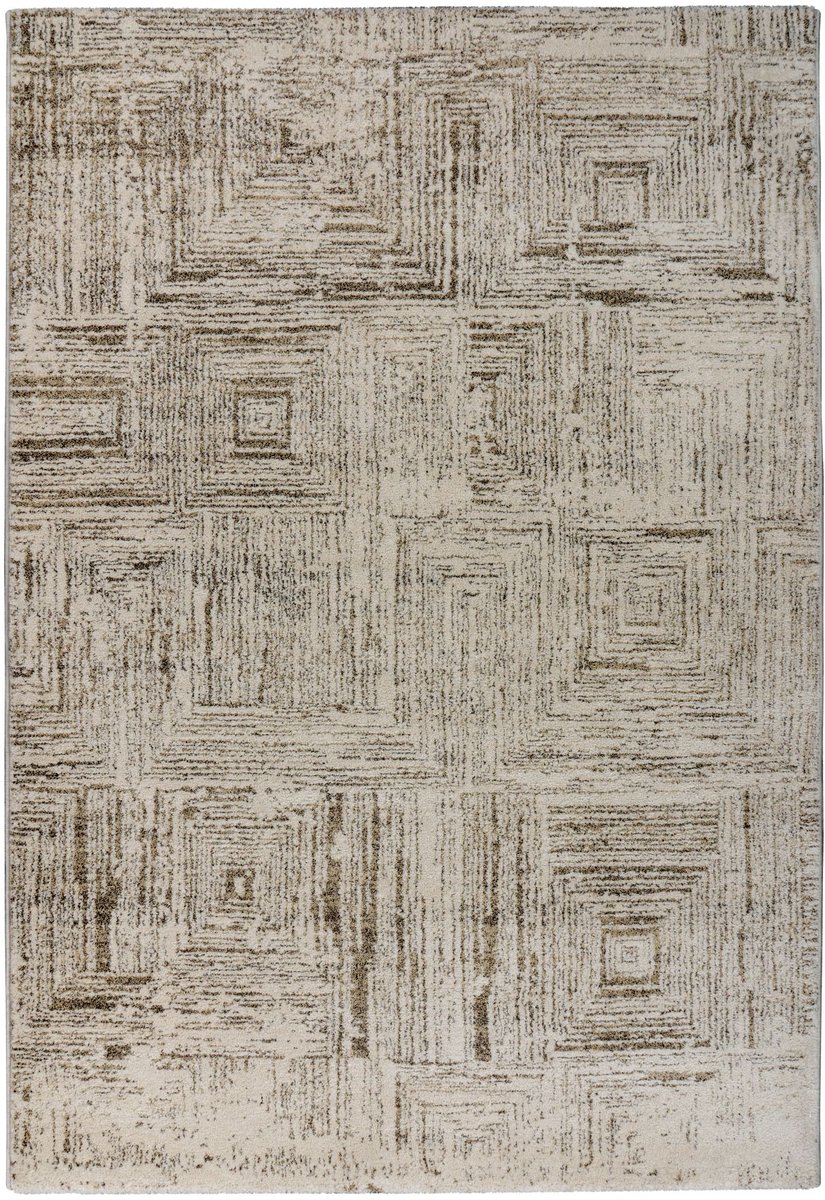 Padiro laagpolig vloerkleed 120 x 170 cm - crème - modern abstract design - geschikt voor vloerverwarming - van polypropyleen en polyester