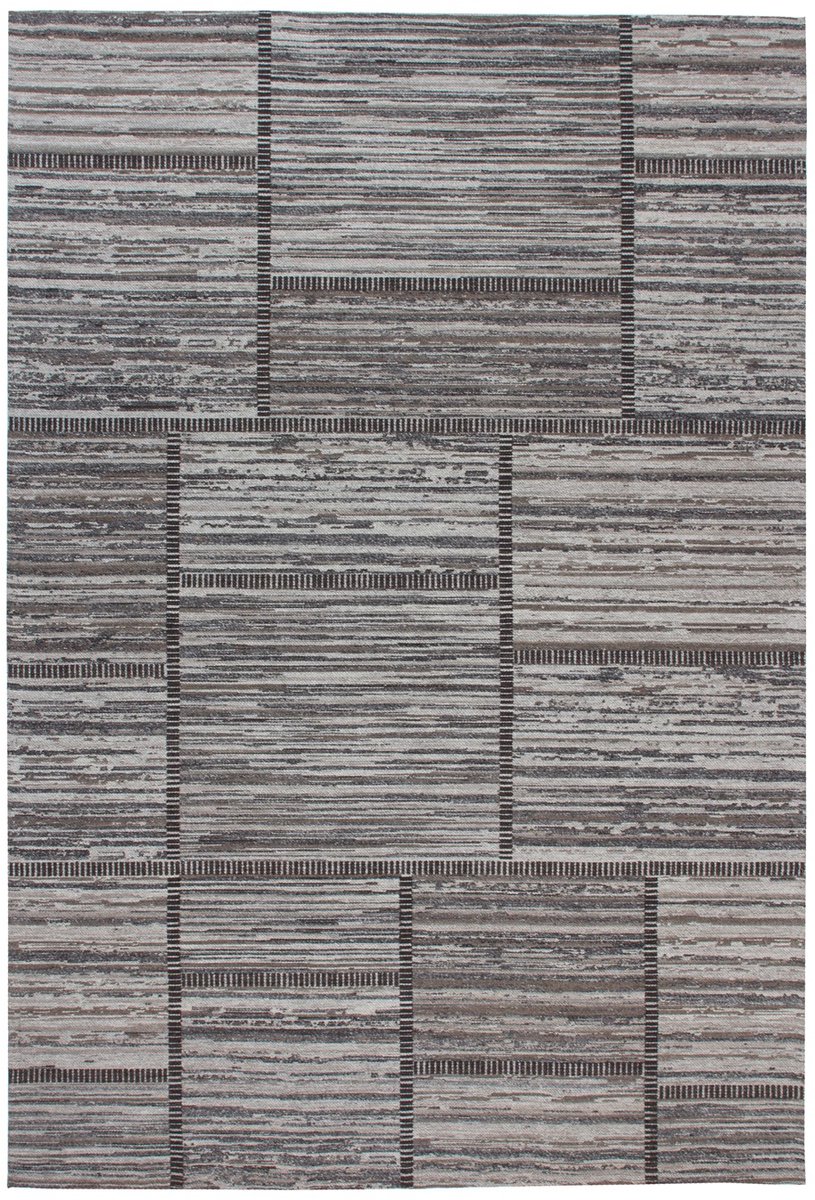 Padiro laagpolig vloerkleed 160 x 230 cm - naturel / grijs - modern geometrisch patroon - patchwork - geschikt voor vloerverwarming - van wol en polyester