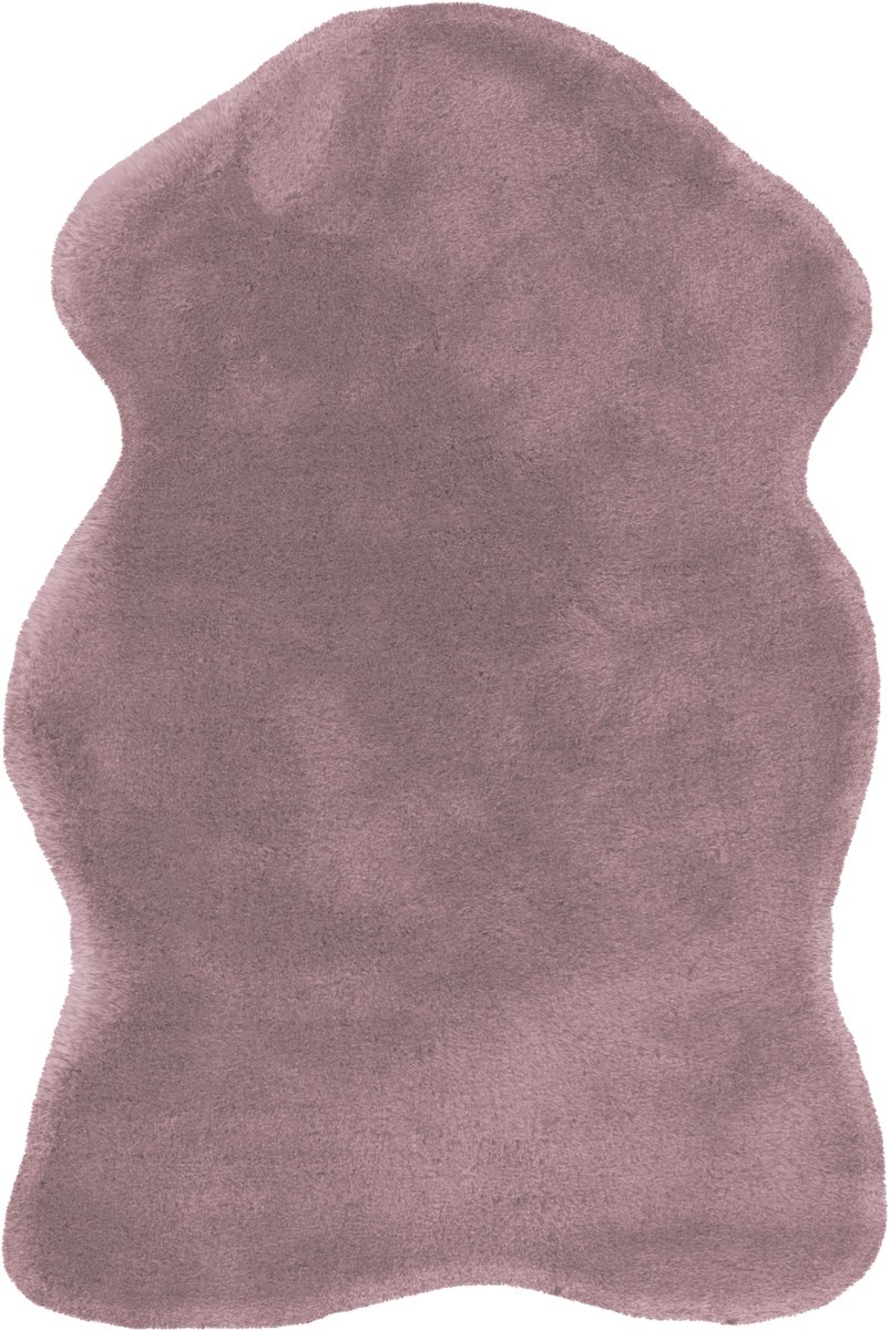 Padiro hoogpolig vloerkleed 60 x 90 cm - paars - modern effen design - geschikt voor vloerverwarming - van polyester