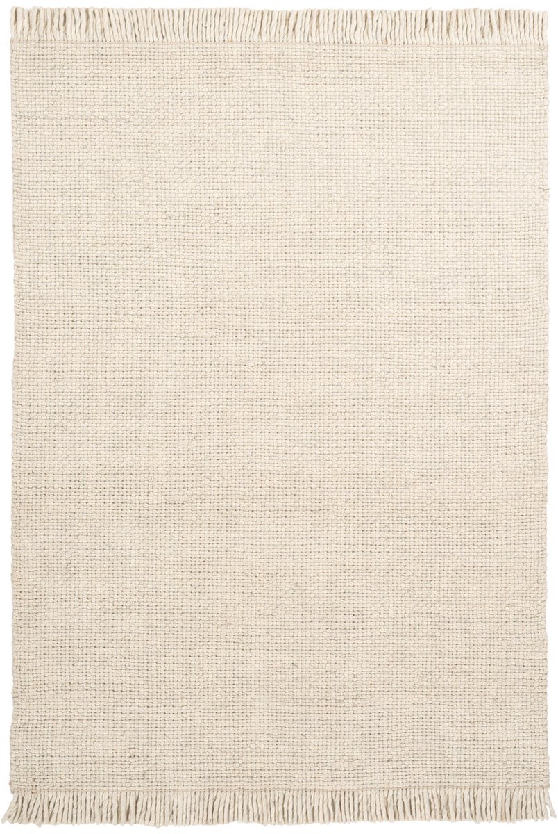 Padiro laagpolig vloerkleed 200 x 290 cm - crème - modern effen design - geschikt voor vloerverwarming - van wol en viscose