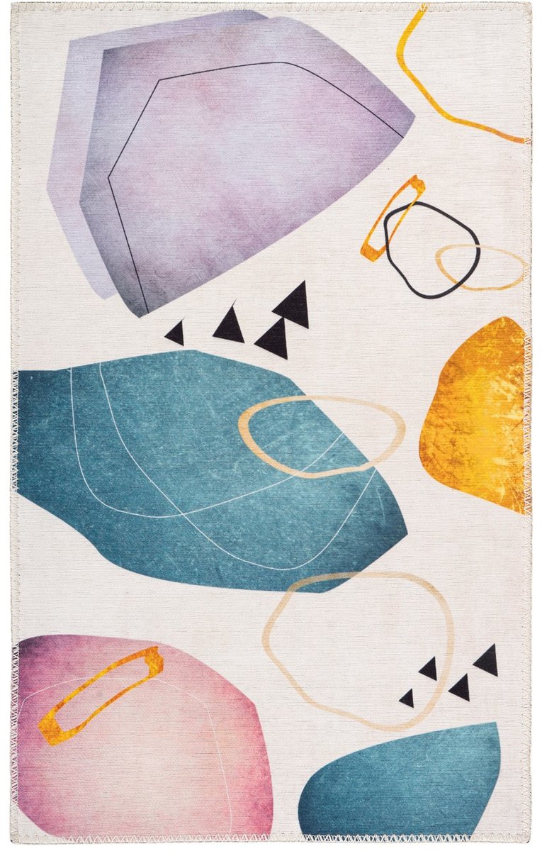 Padiro laagpolig vloerkleed 160 x 230 cm - meerkleurig - modern abstract design - geschikt voor vloerverwarming - van polyester
