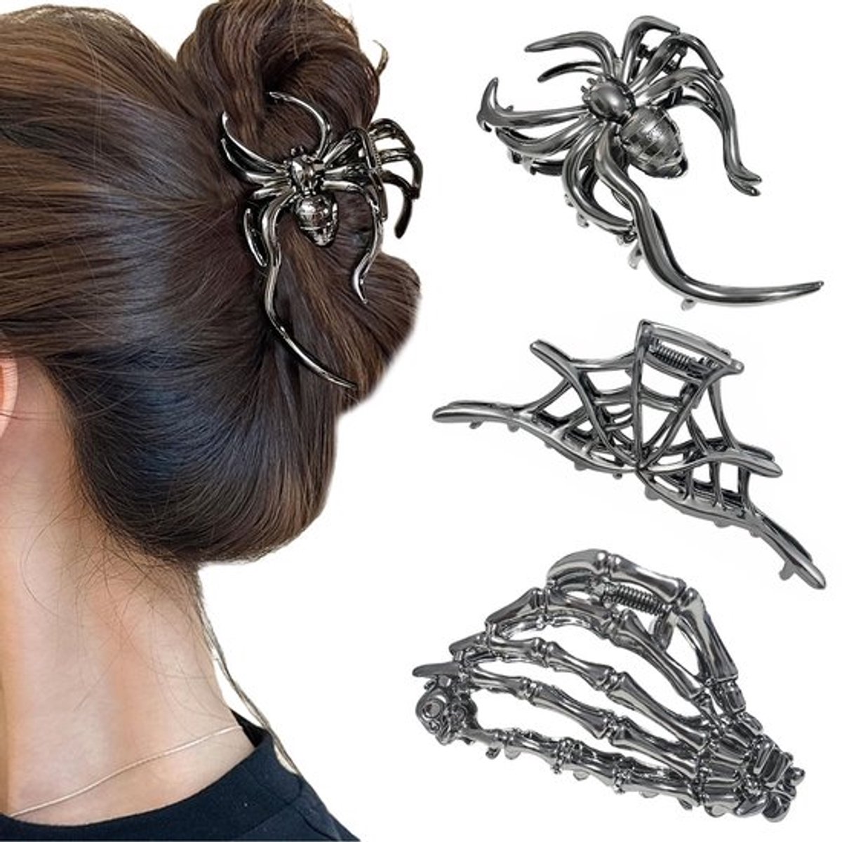 Haarclip Groot - 3 Stuks - Metalen Klauwen - Antislip - Haarstyling Accessoires - Geschikt voor Dik Lang Haar - Haarspeld