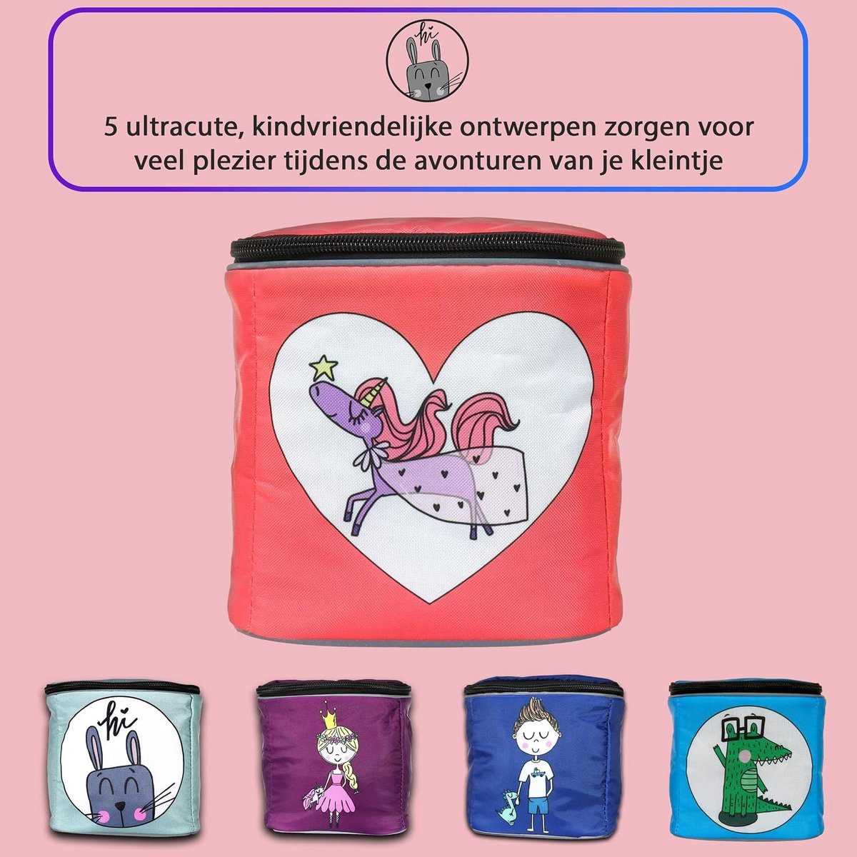Stuurtas voor fiets - Ella Eenhoorn - 16,5 x 15,5 x 12 cm - Afneembare Kinderfietstas met Reflectoren - Voor Kinderfietsen en Loopfietsen