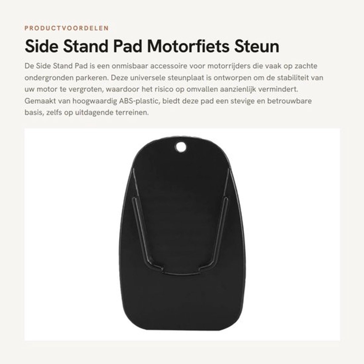 Zijstandaard Pad - Universale Motorsteun - ABS Kunststof - Antislip - Versterking - 9x5.7cm - Zwart - Motorcycle Kickstand