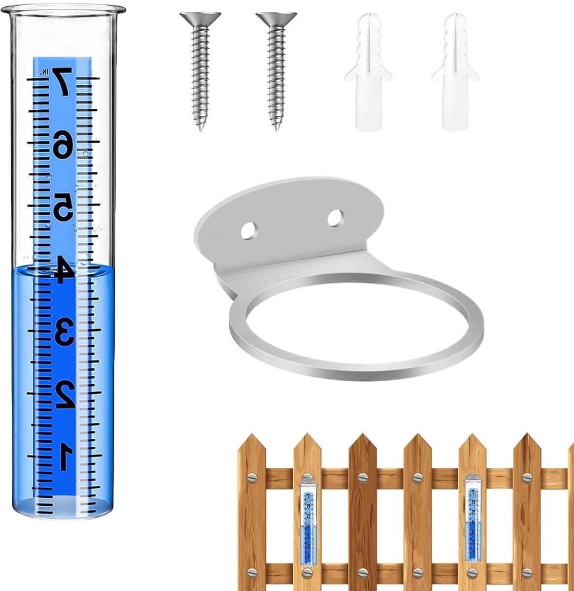 Tuinregenmeter - Watermeter Tuin - Regen Bewaken - Vorstbestendig Ontwerp - 21 cm - Transparant