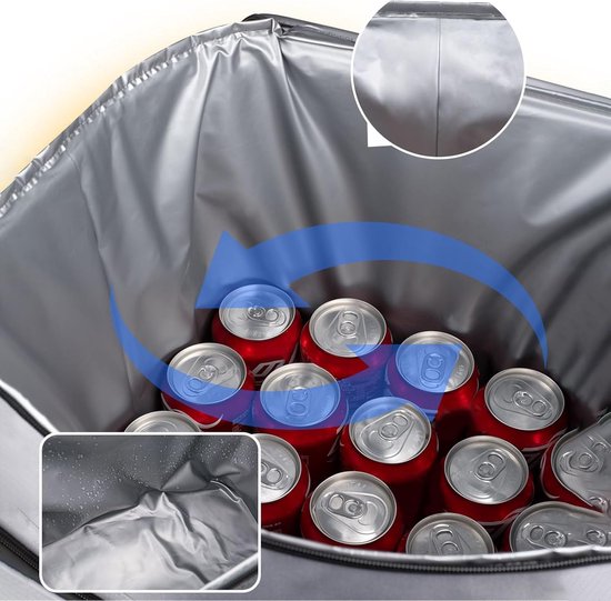 Rollende Koelbox - Koeltas Trolley - Outdoor Picknicks - Waterdichte Isolatie - 35 Liter Capaciteit - Grijs van Merkloos — afbeelding 5