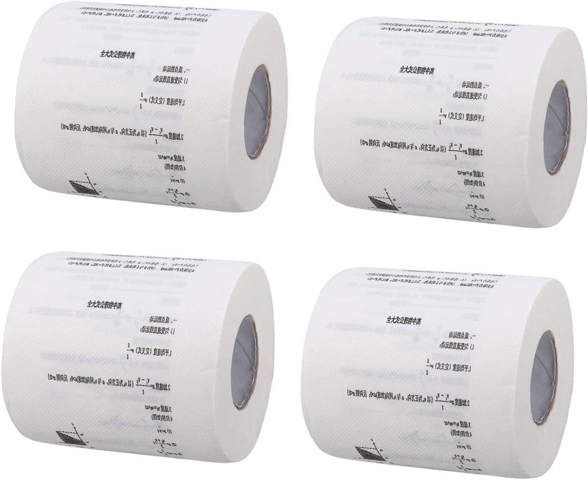 Gedrukt Toiletpapier - Papier Rollen - Feest Decoratie - Natuurkunde Formule - 4 Rollen - Wit
