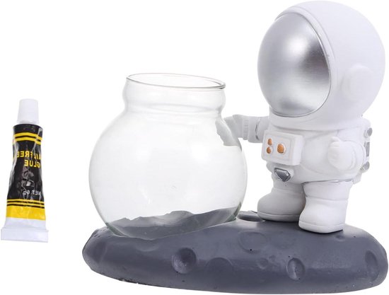 Astronaut Glazen Vaas - Hydroponisch Ornament - Planten Decoreren - Ruimtevaarder Ontwerp - 13x13x13 cm - Transparant