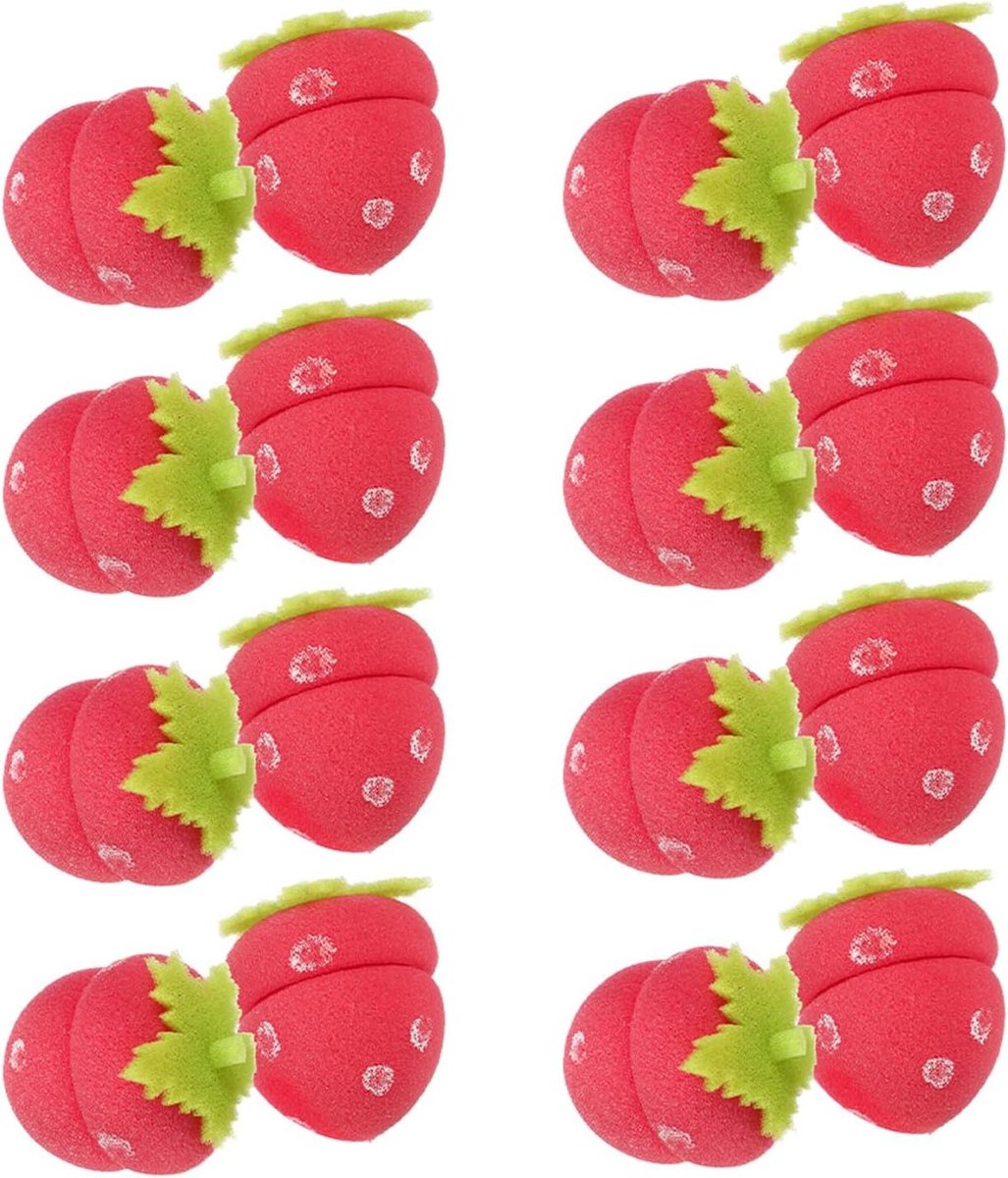 Aardbeien Haarkrulspelden - Hittevrije Krulrollers - Haar Krullen - Zacht Slaapcomfort - 30 Stuks - Rood