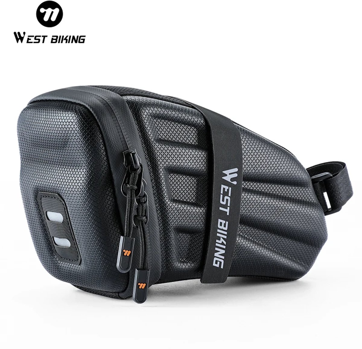 West Biking - Hardcase Zadeltas voor Fiets - 1.8 Liter - Carbon Look - Waterafstotend - Fietstas Onder Zadel met Achterlicht Houder - Zwart