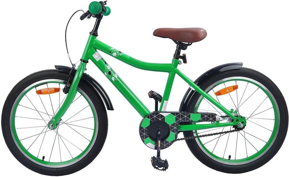 Kinderfiets Peuterfiets Stadsfiets Avontuurlijke Rit Verstelbaar Stuur en Zadel 18 Inch Groen